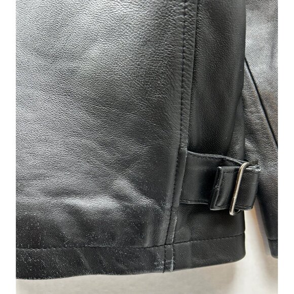 Vtg 90's Y2K Trader Bay Leather Jacket Mens Large Zip Up Grunge Biker Streetwear - Picture 14 of 16